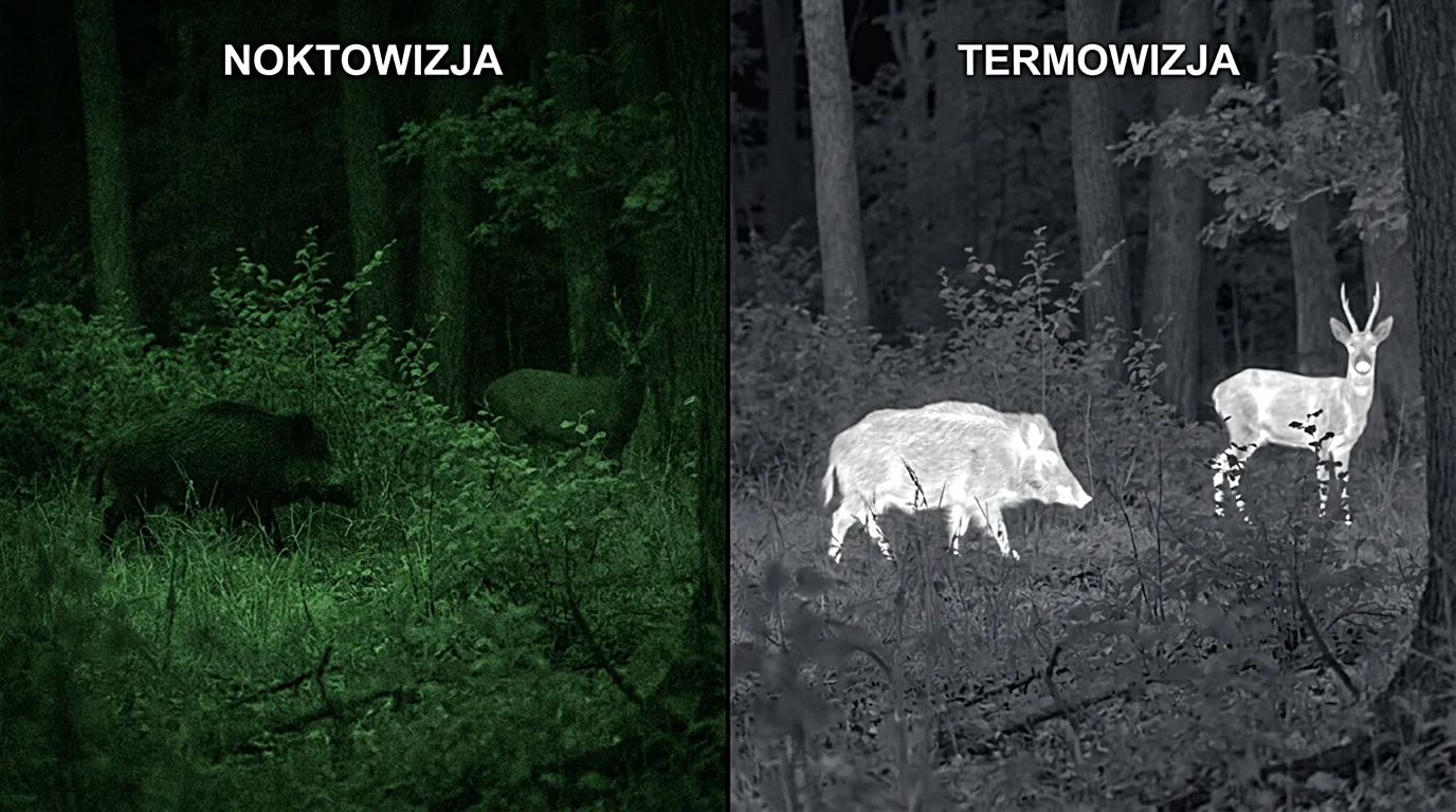 Porównanie termowizji i noktowizji podczas nocnej obserwacji terenu